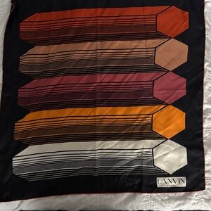 Lanvin Black and Orange Geometric silk scarf